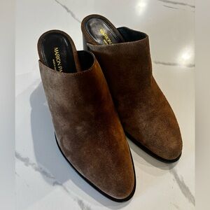 Marion Parke Dark Tan Suede Mules - 40 - Brand New!